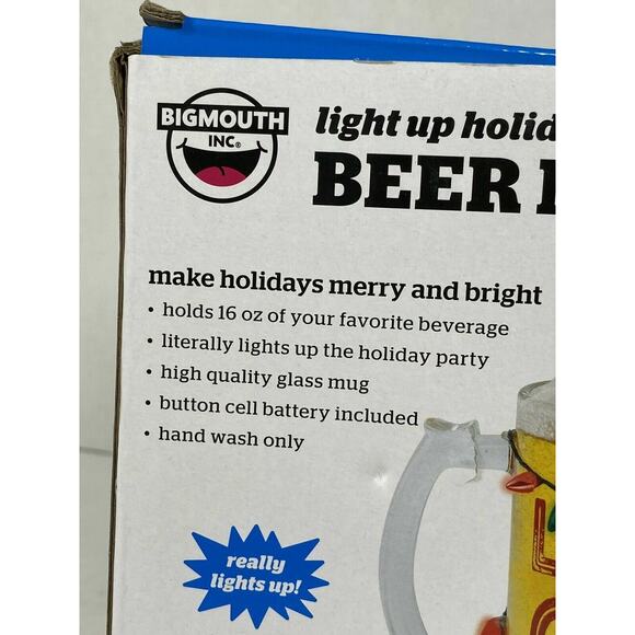 Bigmouth16 oz BEER MUG "Let's Get Lit", Light Up Holidays, Really Lights Up ! - Picture 11 of 12